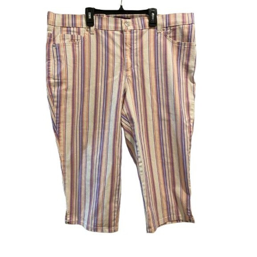 Women's 16W Capri Pants Gloria Vanderbilt Amanda Classic Rise Stripe pastel